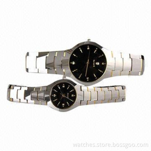 2014 New Fashionable Couple Cheap Luxury Tungsten Steel Premium Waterproof Fine Watches, Non-toxic